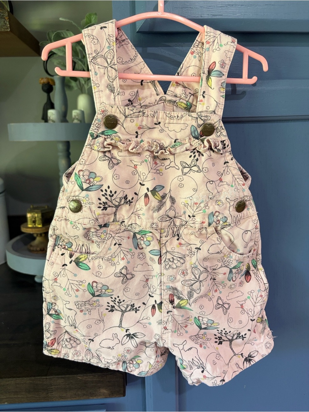 Carhartt Pink Floral Print Girls' Cotton Shortalls
